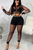 White Sexy Solid Patchwork Hooded Collar Long Sleeve Two Pieces