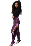 Black Elastic Fly Mid Solid Draped Loose Pants Pants