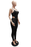 Colorful Blue Sexy Solid Mesh Spaghetti Strap Sleeveless Two Pieces