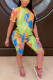 Orange Fashion Casual adult Patchwork Print Tie Dye Two Piece Suits Straight Short Sleeve Two Pieces