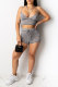 Grey Fashion adult Europe and America Patchwork Solid Bandage Two Piece Suits Straight Sleeveless Two Pieces