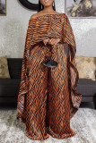 Red Fashion Casual Print Asymmetrical Bateau Neck Two Pieces