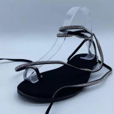 Black Sexy Street Patchwork Hot Drill Opend Out Door Shoes