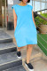 Sky Blue Fashion Casual Solid Basic O Neck Sleeveless Dress