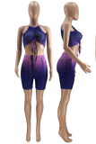Rose Red Sexy Print Patchwork O Neck Sleeveless Two Pieces
