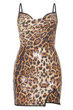serpentine adult Fashion Sexy Spaghetti Strap Sleeveless Slip Pencil Dress skirt Patchwork Snake patt