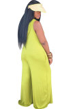 Yellow Sexy Fashion Patchwork Solid Sleeveless Slip 