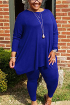 Blue Sportswear Striped O Neck Plus Size 