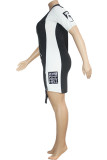 Black and white Sexy Ma'am Short Sleeves O neck Hip skirt Others Dresses