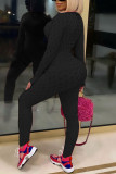 Red British Style Solid Hollowed Out See-through O Neck Long Sleeve Two Pieces