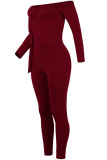 Light Gray Sexy Solid bandage Patchwork Long Sleeve V Neck Jumpsuits