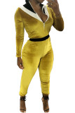 Red Sexy Solid Patchwork Long Sleeve O Neck Jumpsuits