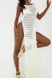 Pink Sexy Patchwork Solid Mesh Swimwears Cover Up