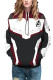 White Fashion Street Adult Print Patchwork Pullovers Hooded Collar Outerwear