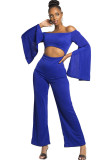 White Sexy Patchwork Solid Ruffled Long Sleeve one word collar Jumpsuits