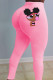 Pink Elastic Fly Mid Print pencil Pants Bottoms