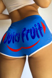 Black Yellow Fashion Casual Letter Print Basic Regular Mid Waist Shorts