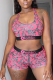 Pink Fashion Sexy U Neck Print Swimwears