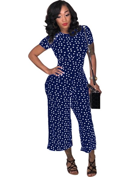 White Dot Patchwork Print Fashion sexy Jumpsuits & Rompers