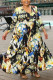 Black knitting Lightly cooked V Neck Print Floral Plus Size 