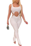 Red Fashion Casual bandage Solid Sleeveless O Neck Jumpsuits