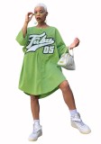 Green Sexy & Club O-Neck 3/4 Sleeve Loose skirt Club Dresses