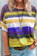Yellow Fashion Casual Gradual Change Patchwork O Neck T-Shirts