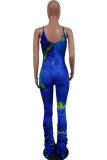 rose red Fashion Sexy Print Patchwork Tie-dyed Draped Sleeveless Slip Jumpsuits