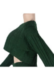 Green Wool Europe and America Solid Two Piece Suits pencil Long Sleeve Two-Piece Short Set