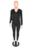 Army Green Fashion adult Active Casual Lightly cooked Zippered Two Piece Suits pencil Long Sleeve
