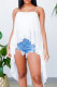 White Fashion Sexy Solid Backless Asymmetrical Spaghetti Strap Tops