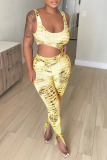 Purple Sexy Print Patchwork U Neck Skinny Jumpsuits