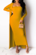 Earth Yellow Casual Solid Patchwork Strapless Long Sleeve Two Pieces