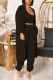 Black Street Solid O Neck Long Sleeve Two Pieces