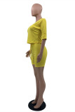 White Fashion Casual Solid Basic V Neck Half Sleeve Two Pieces