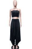 Blue Fashion Sexy adult Ma'am Solid Two Piece Suits Harlan pants Sleeveless Two Pieces
