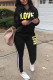 Black venetian Fashion adult Europe and America Ma'am Print Two Piece Suits pencil Long Sleeve Two Pieces