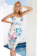 White Fashion Sexy Spaghetti Strap Sleeveless Slip Step Skirt Knee-Length Patchwork Print Club Dresses