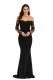 Black Sexy Fashion adult Off The Shoulder Long Sleeves One word collar Mermaid Floor-Length Soli