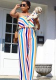 White Striped Fashion Jumpsuits & Rompers