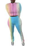 Pink Fashion Sportswear Adult Print Patchwork O Neck Plus Size 
