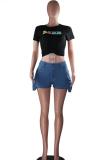 Yellow Denim Button Fly Zipper Fly Mid Solid Straight shorts Shorts