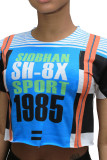 Black Fashion Active adult pencil Slip-on Print Letter Two Piece Suits Patchwork O Neck Shaperw