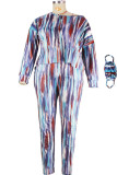 Multi-color Fashion Casual Print Patchwork Oblique Collar Long Sleeve Two Pieces