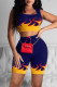 Dark Blue Casual Sportswear Print Basic U Neck Sleeveless Two Pieces