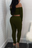 Wine Red Sportswear Solid Patchwork Bateau Neck Long Sleeve Two Pieces