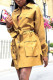 Yellow Casual Solid Patchwork Turndown Collar Dresses