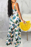 Multicolor Sexy Print Patchwork Square Collar Sleeveless Two Pieces