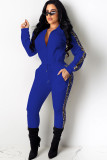 Wine Red Casual Two Piece Suits Patchwork Solid Loose Long Sleeve Two-piece Pants Set