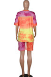 White Fashion Casual adult Ma'am Print Character Two Piece Suits Straight Short Sleeve Two Pieces